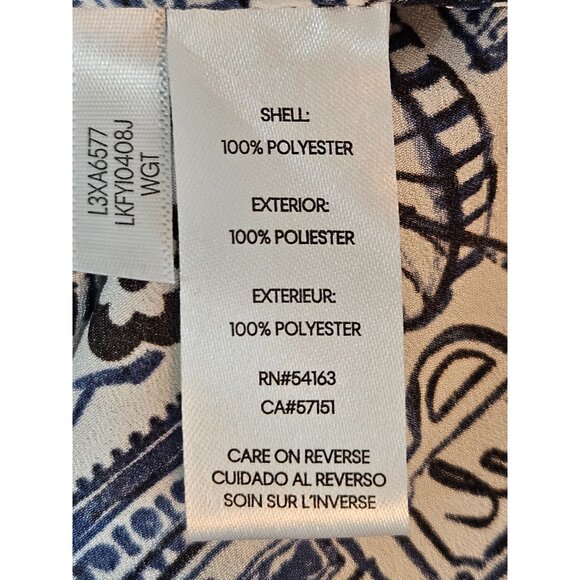 Karl Lagerfeld Shirt XL Parisian Cityscape Button-Front Long Roll Sleeve Blue - Picture 9 of 13